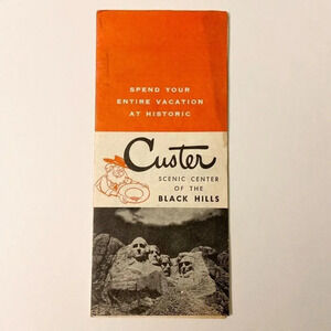 Vintage Custer Scenic Center of Black Hills South Dakota Travel  Brochure Map